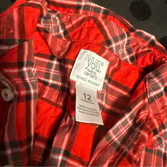 Carter's Vibrant Red Plaid Plaid Onesie - Picture 3 of 3